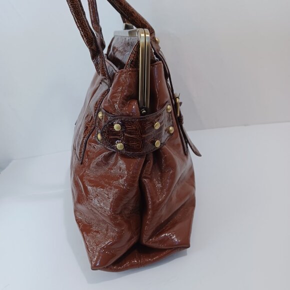 Marc Jacobs Bag Brown Patent Leather Kiss Lock Closure Vintage - Picture 12 of 16